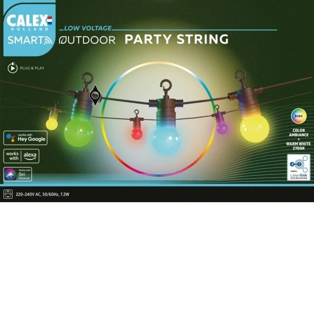 Calex LED partylicht smart outdoor string 15 lampjes RGBWW 13m