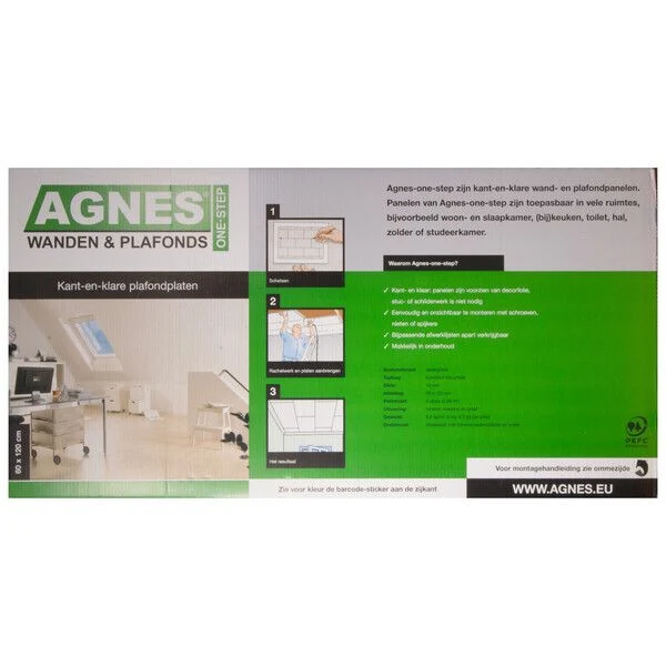 Agnes plafondplaat wit stuc 60x120x1,2cm