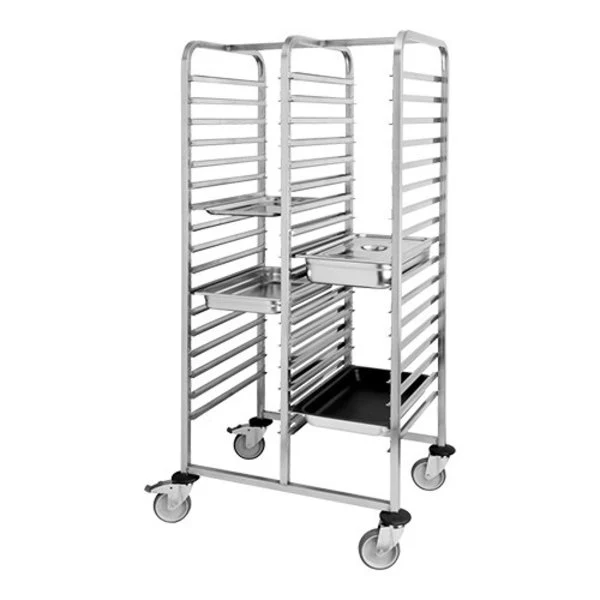 EMGA Regaalwagen Gelast | 2x17 Etages GN 1/1 | Tussenruimte 75mm | 810x635x1710mm | RVS