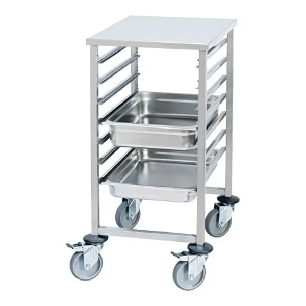 EMGA Regaalwagen | 7x 60x40cm | Werkplateau | Tussenruimte 85mm | 525x700x900mm | RVS