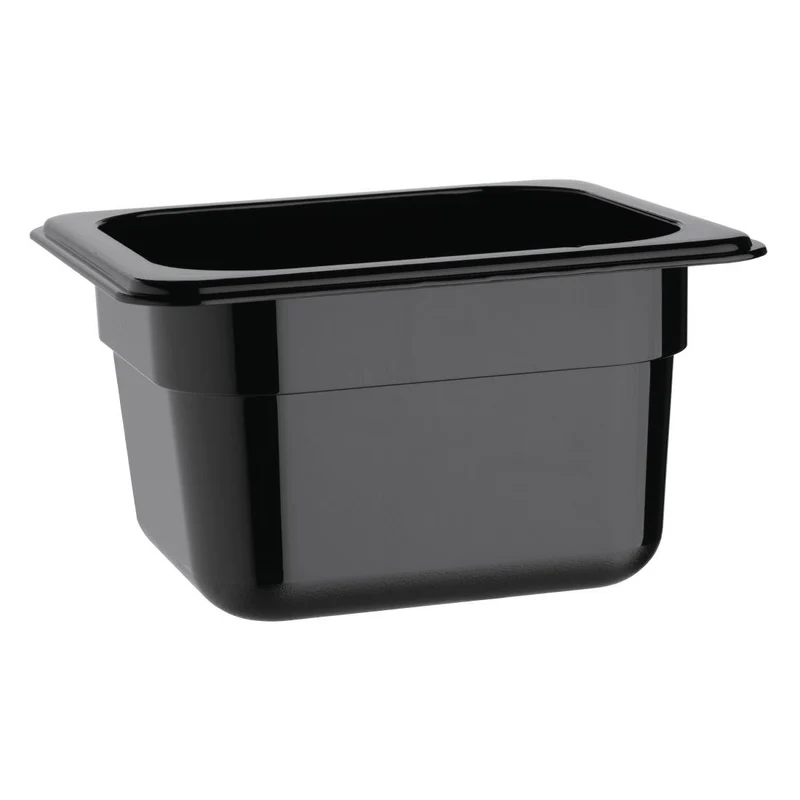 Vogue Polycarbonaat Gastronormbak | Zwart | GN 1/6 100mm(H)