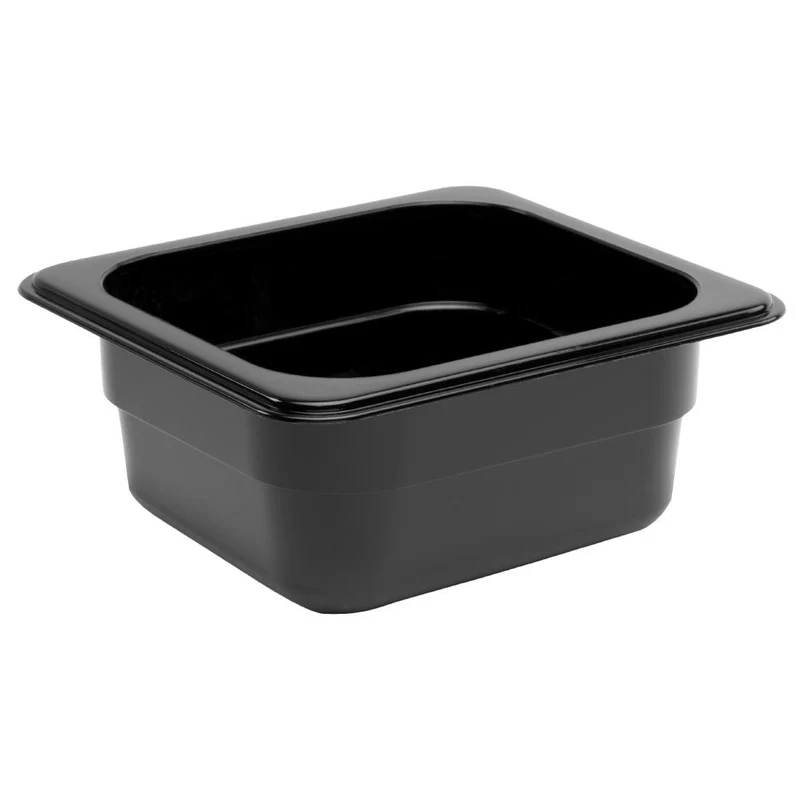 Vogue Polycarbonaat Gastronormbak | Zwart | GN 1/6 65mm(H)