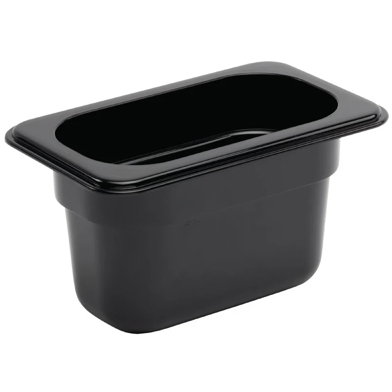 Vogue Polycarbonaat Gastronormbak | Zwart | GN1/9 100mm(H)