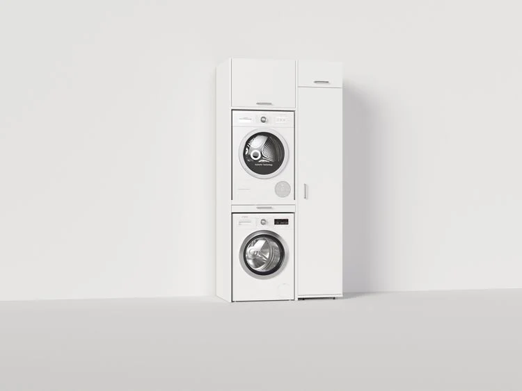 Wastoren kastenwandset droger op wasmachine met lades wit 65x112x233cm