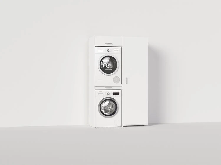 Wastoren kastenwandset droger op wasmachine met lades wit 65x127x207cm