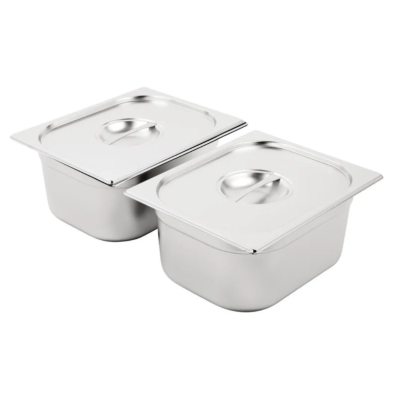 Vogue RVS Gastronormbakken Set 2 x 1/2 Met Deksels