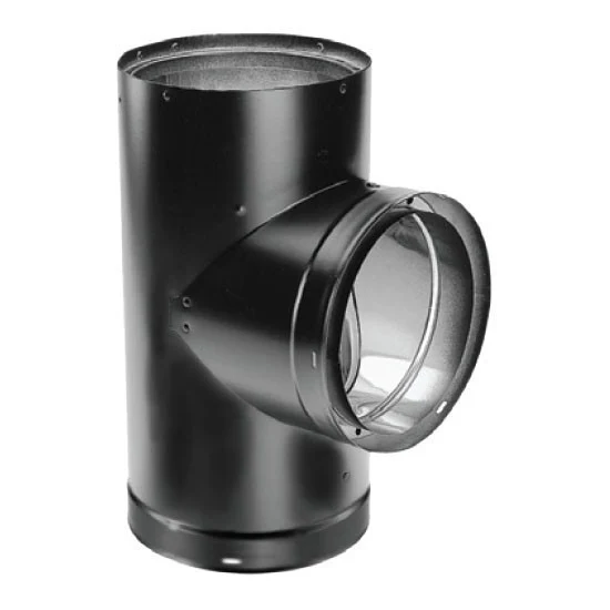 Venting DVL: Double Wall Black Tee with Clean-out Cap