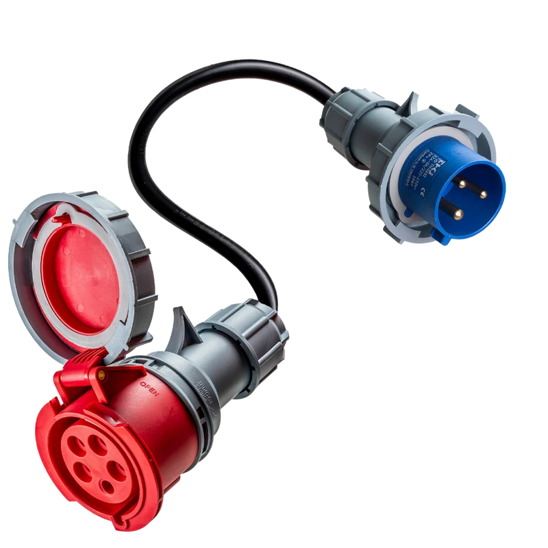 CEE Krachtstroom Adapter (16A naar 32A) – Rood naar Blauw