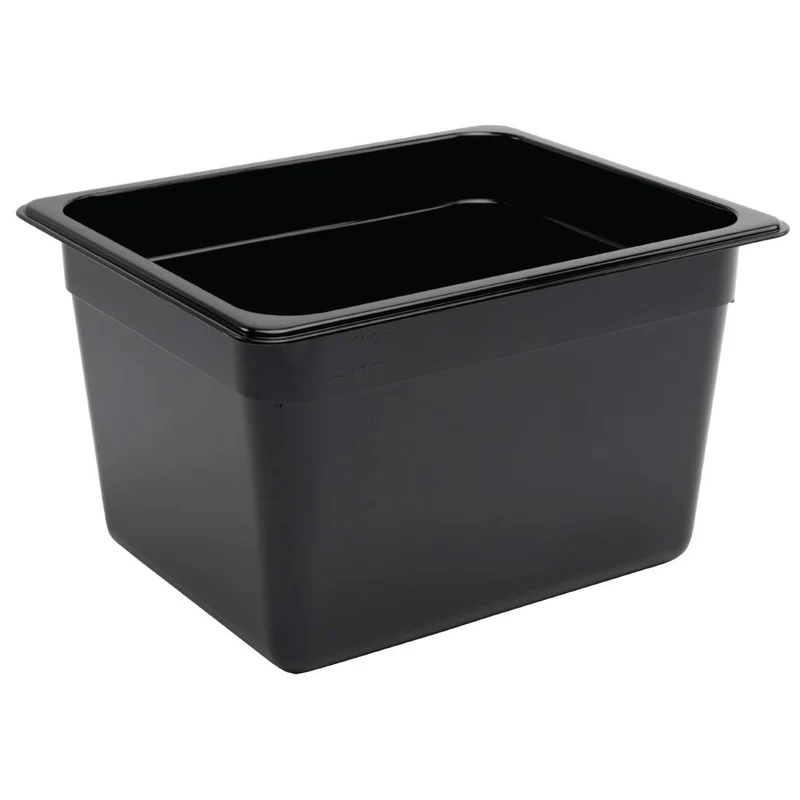 Vogue Polycarbonaat Gastronormbak | Zwart | GN 1/2 200mm(H)