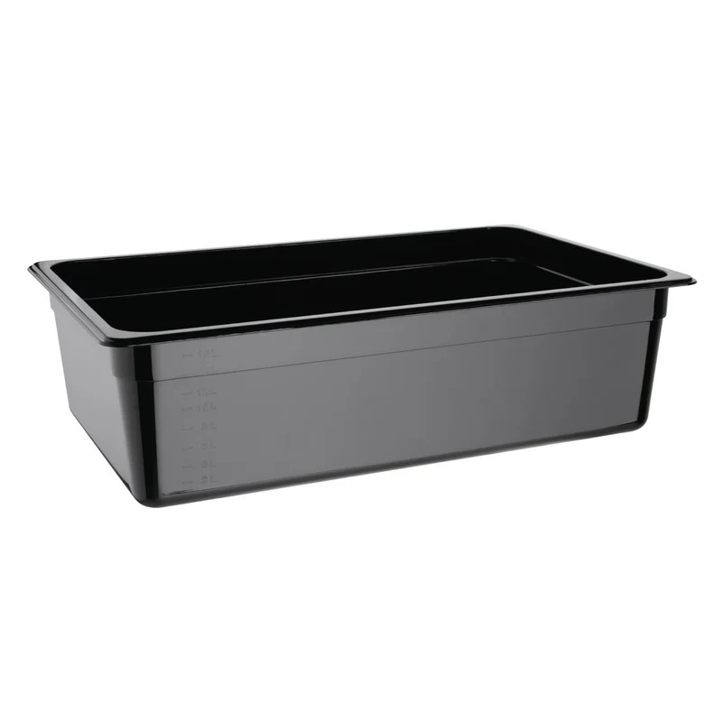 Vogue Polycarbonaat Gastronormbak | Zwart | GN 1/1 150mm(H)
