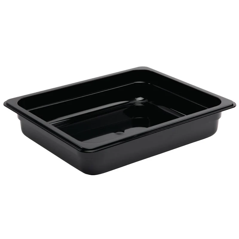 Vogue Polycarbonaat Gastronormbak | Zwart | GN 1/2 65mm(H)