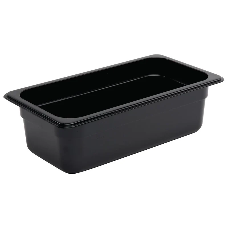 Vogue Polycarbonaat Gastronormbak | Zwart | GN 1/3 100mm(H)