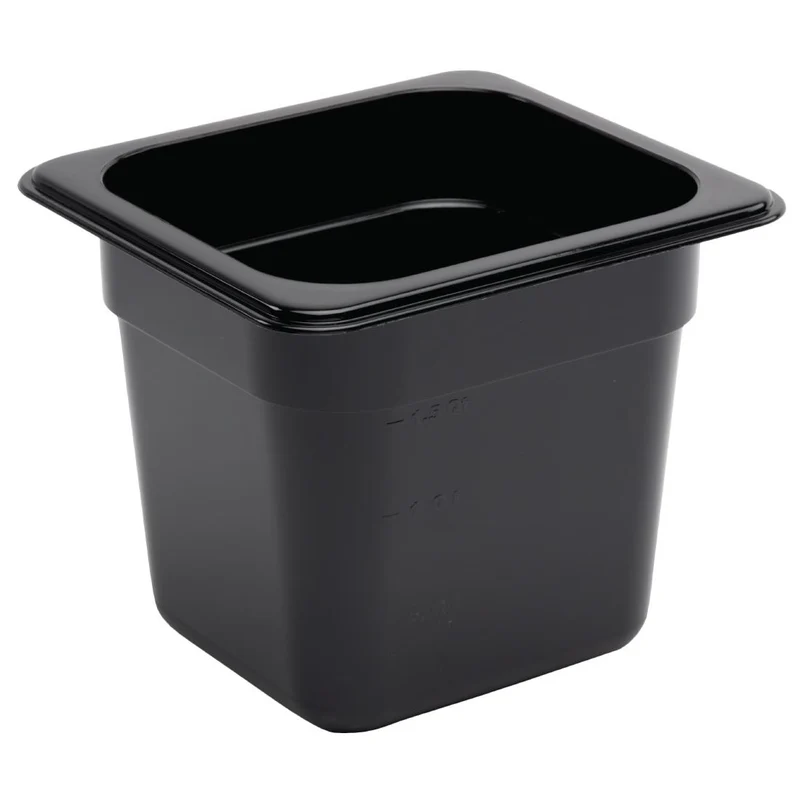 Vogue Polycarbonaat Gastronormbak | Zwart | GN 1/6 150mm(H)