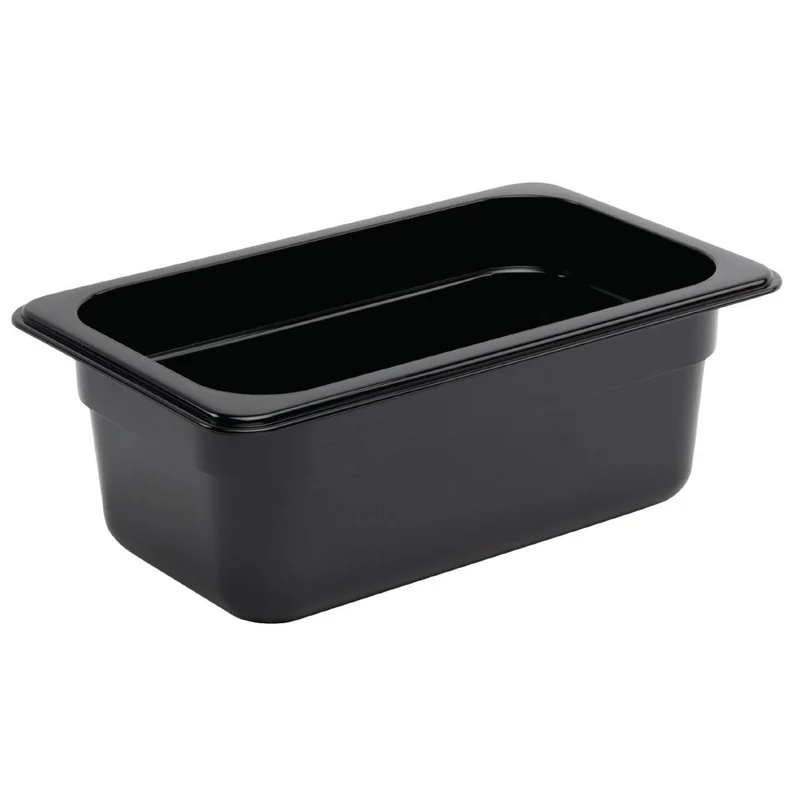 Vogue Polycarbonaat Gastronormbak | Zwart | GN 1/4 100mm(H)