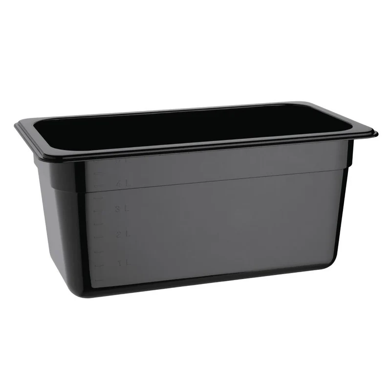 Vogue Polycarbonaat Gastronormbak | Zwart | GN 1/3 150mm(H)