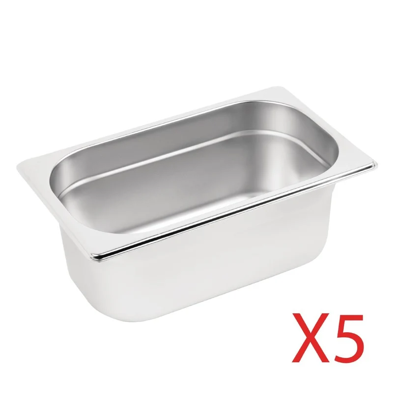 Vogue GN Gastronormbakken set 5x GN 1/4 (5 stuks)