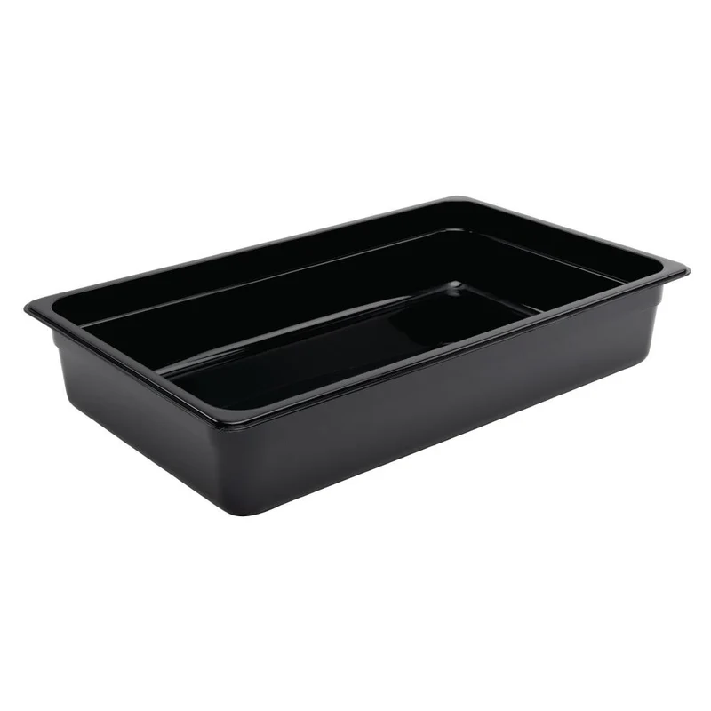 Vogue Polycarbonaat Gastronormbak | Zwart | GN 1/1 100mm(H)