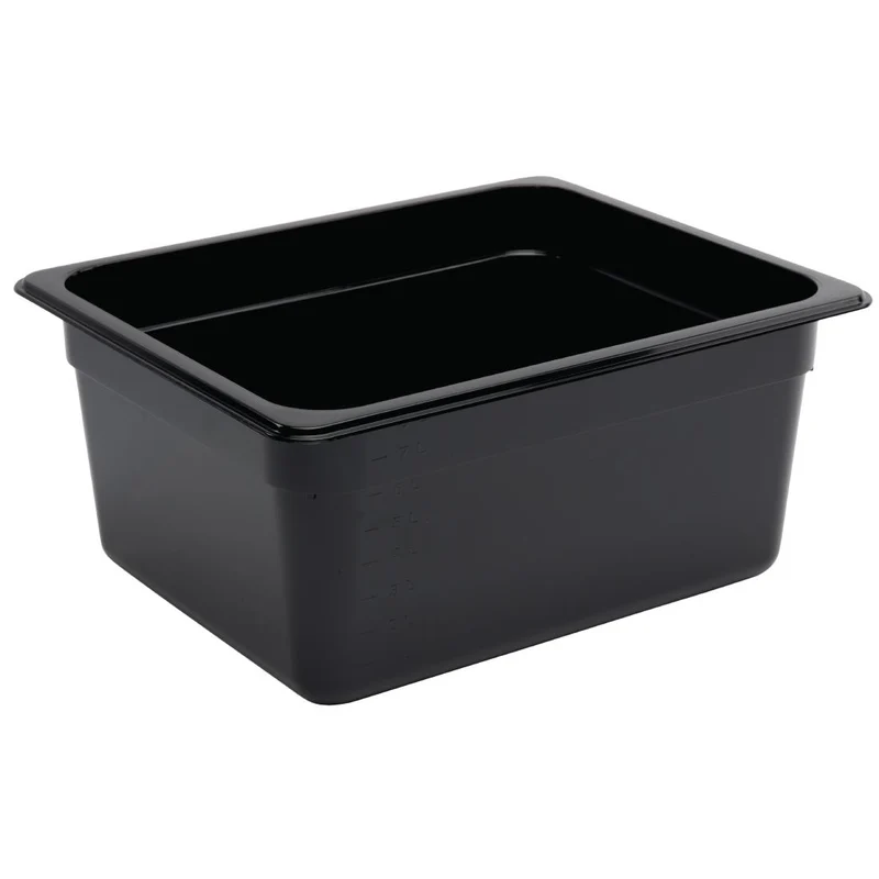 Vogue Polycarbonaat Gastronormbak | Zwart | GN 1/2 150mm(H)