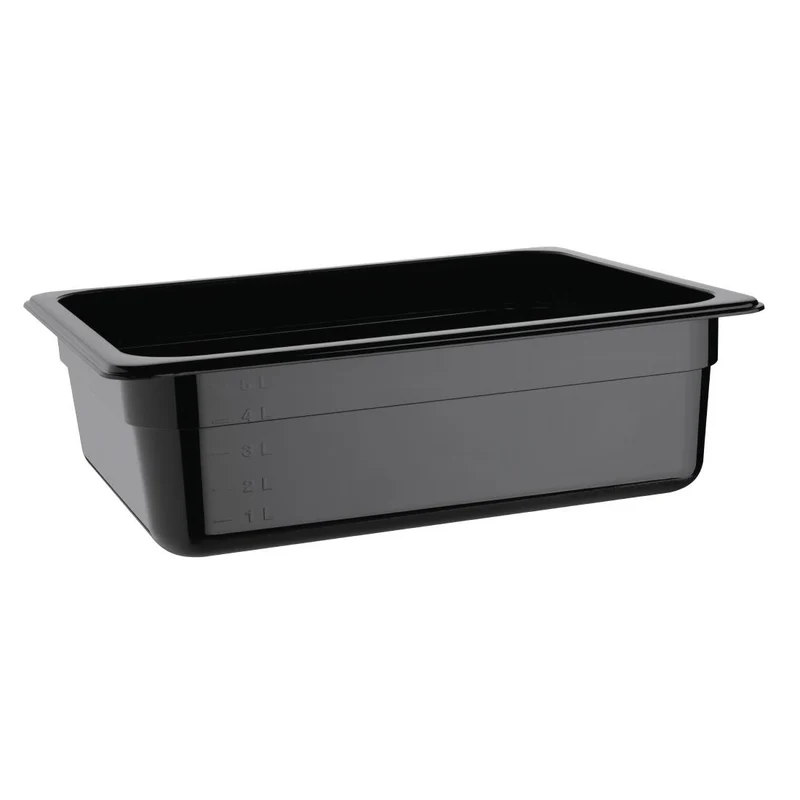 Vogue Polycarbonaat Gastronormbak | Zwart | GN 1/2 100mm(H)