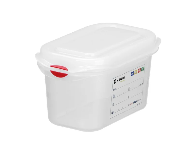 Gastronormbak Polypropyleen HACCP | HENDI | GN 1/9 | 1L | Voedseldoos | 176x108x(H)100mm