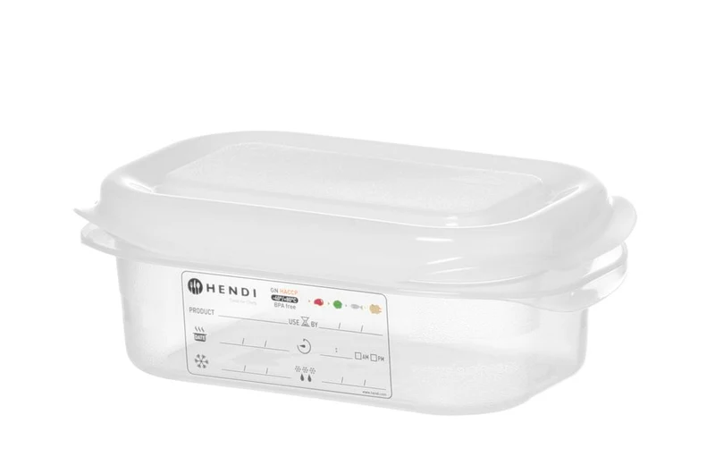 Gastronormbak Polypropyleen HACCP | HENDI | GN 1/9 | 0,6L | Voedseldoos | 176x108x(H)65mm