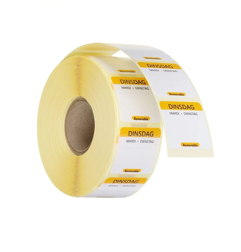 Voedselveiligheidsstickers | Multifunctioneel | Eenvoudig verwijderbaar | HENDI | Dinsdag | Geel | 1000 st. | 25x25mm