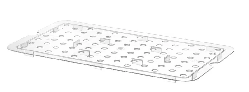 Geperforeerde roosters voor Gastronormbak Polycarbonaat | HENDI | Profi Line | GN 1/1 | Transparant | 467x263mm