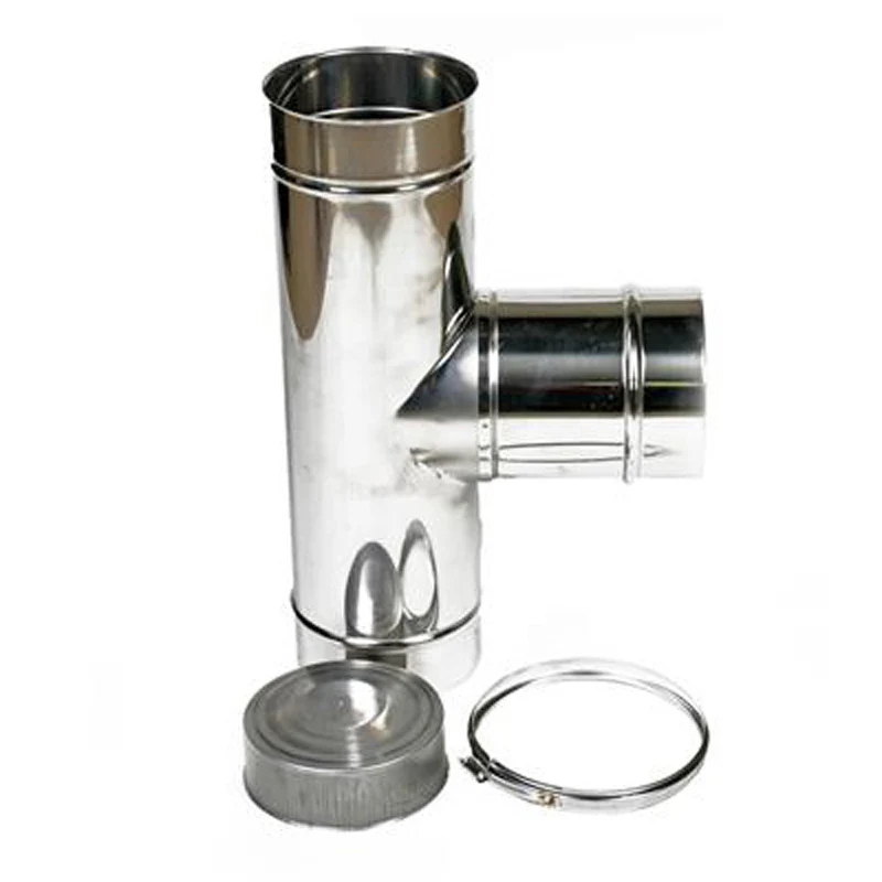 T-stuk Ø150 mm – 90° met deksel – Enkelwandig RVS