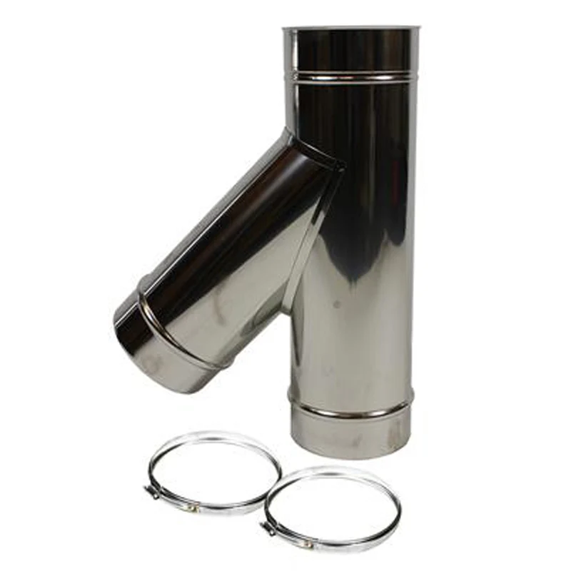T-stuk Ø175 mm – 135° (45°) met deksel – Enkelwandig RVS