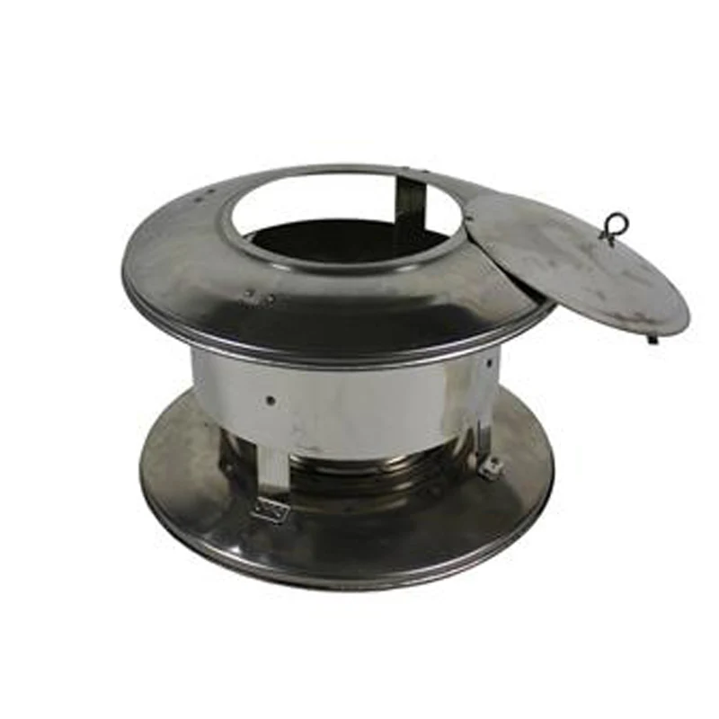 Trekkap Ø125 mm met veegluik – Enkelwandig RVS