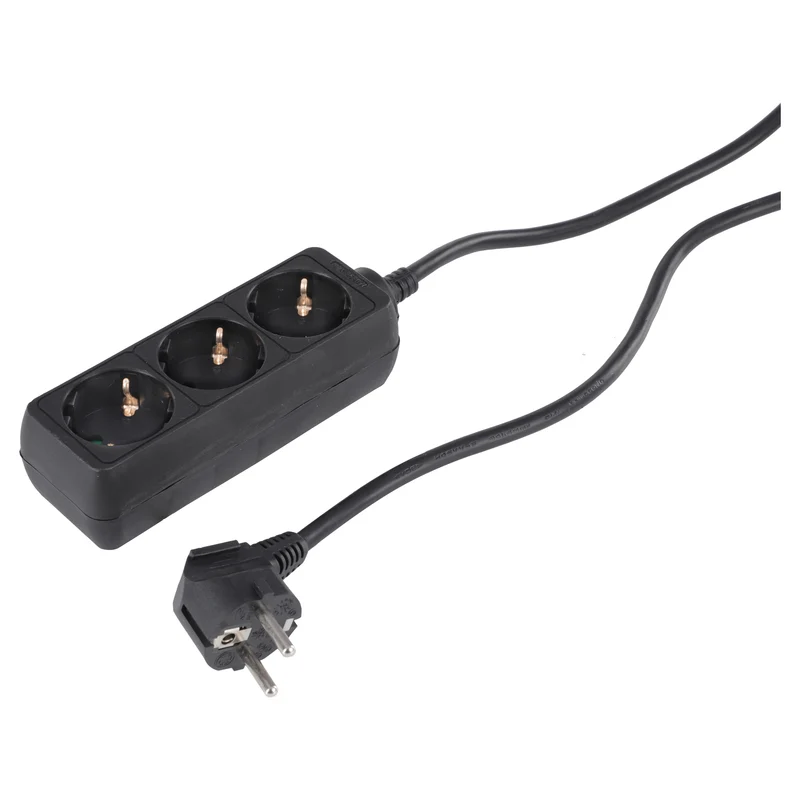 Q-Link stekkerdoos 3-voudig 3x geaard zwart 1,5m