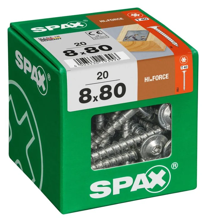 Spax HI.Force schroef T-star plus discuskop 8x80mm 20st