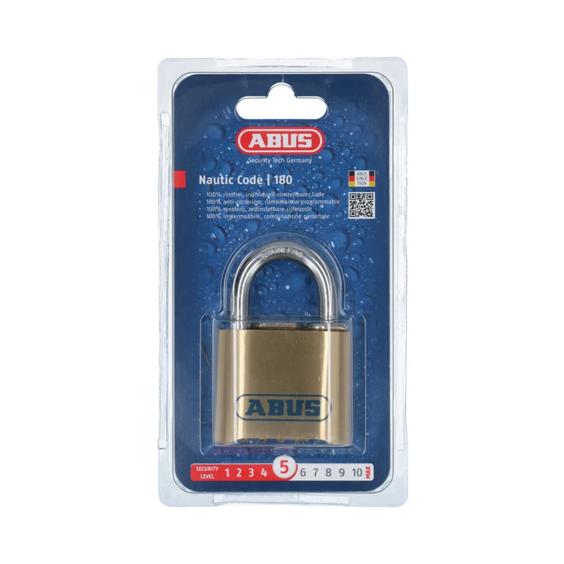 Abus cijferhangslot 180 IB/50 C messing 50x75x25mm
