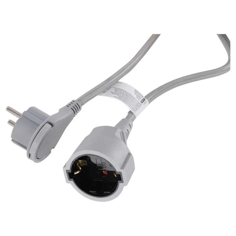 Q-Link verlengsnoer 3x1,5mm randaarde zilver 5m