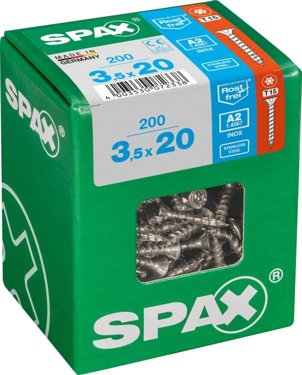Spax A2 schroef T-star plus verzonken kop 3,5x20mm 200st