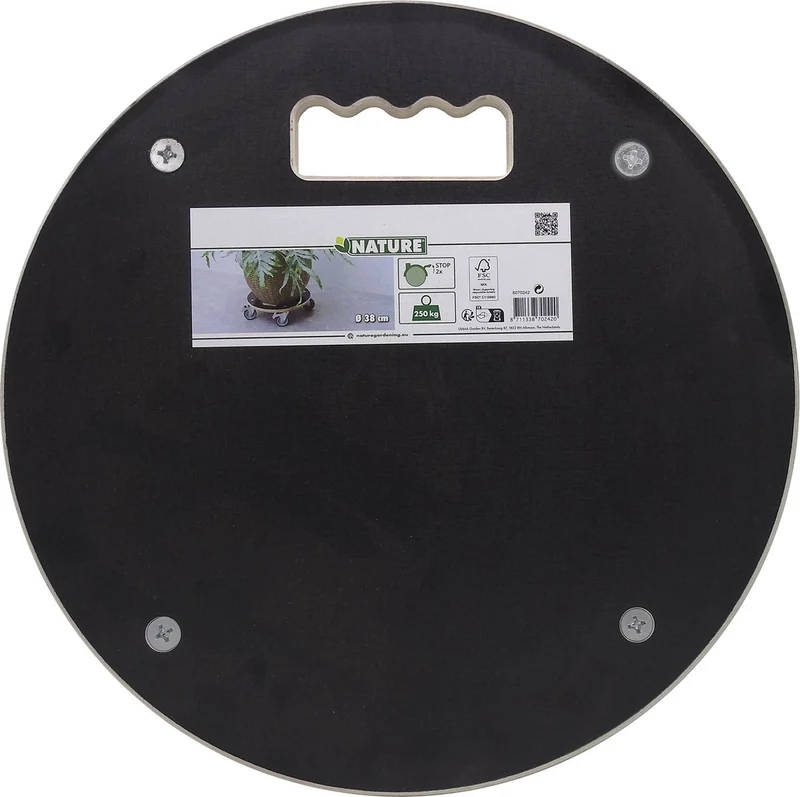 Nature planttrolley rond zwart hout ⌀38cm 250kg