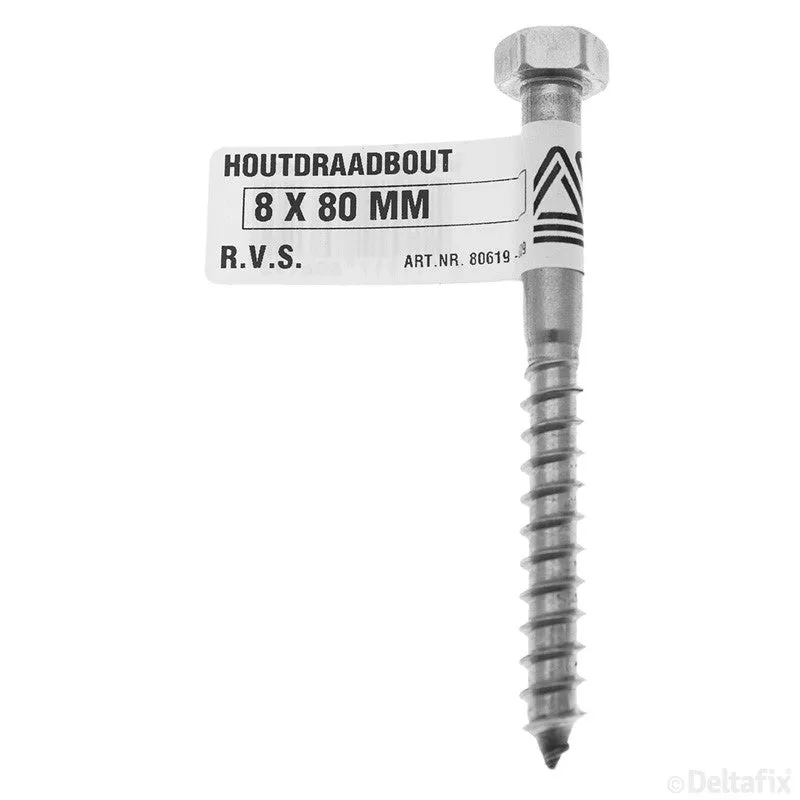 Deltafix houtdraadbout RVS 8x80mm