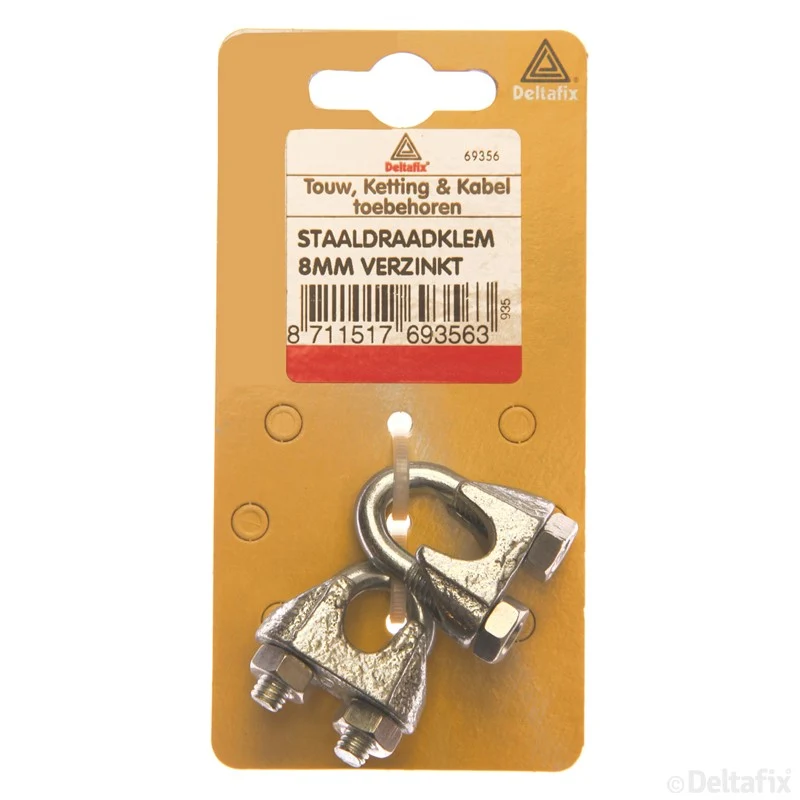 Deltafix staaldraadklem 8mm verzinkt staal 2st