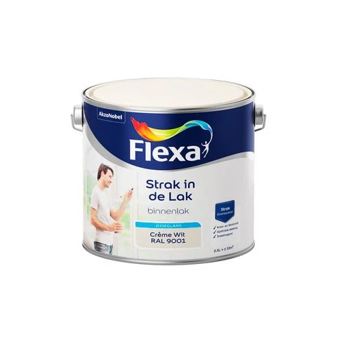 Flexa Strak in de Lak zijdeglans RAL9001 crème wit 2,5l