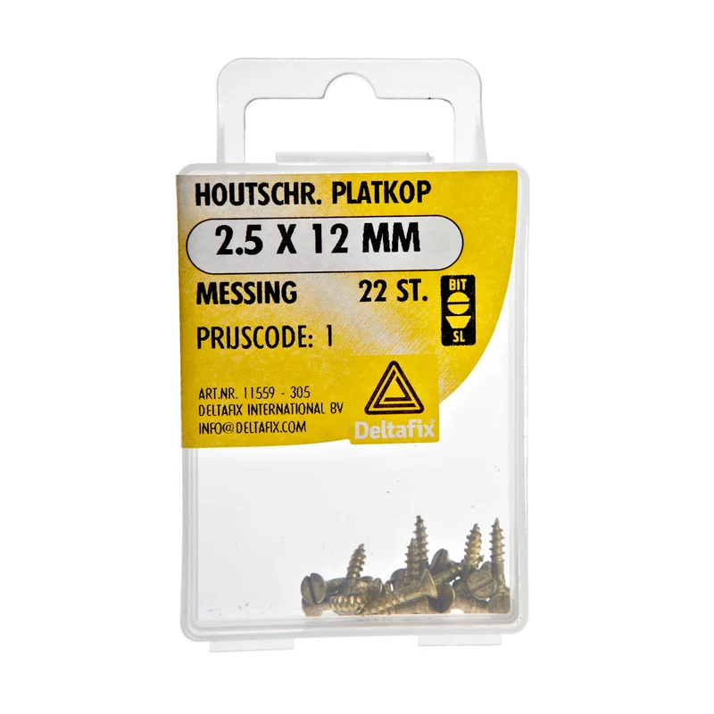 Deltafix houtschroef sleufkop platkop 2,5x12mm 22st