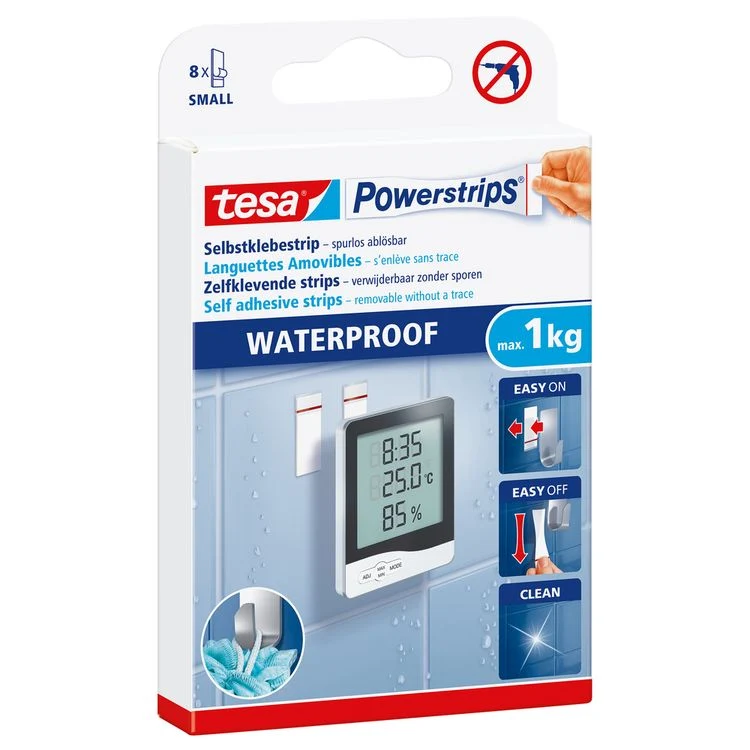 Tesa Powerstrips kleefstrip rechthoek kunststof dubbel wit 8st