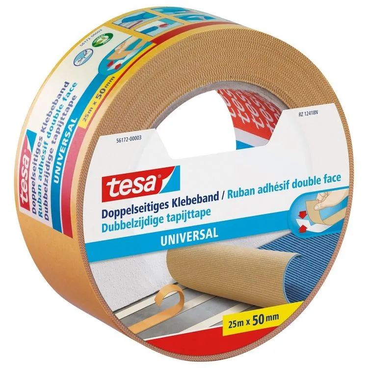 Tesa Universal tapijttape wit 50mm 25m