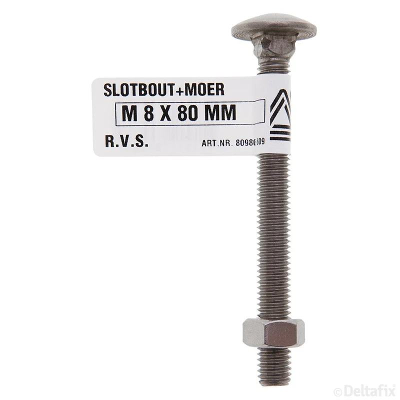 Deltafix slotbout RVS M8x80mm