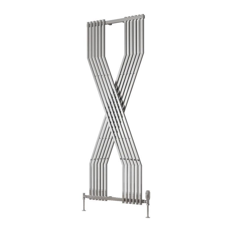 Reina Coredo Modern X Shaped Vertical Designer Radiator - Chrome