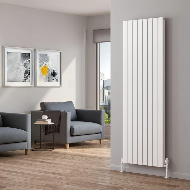 Piatto Vertical Double Aluminium Radiator - White - Various Sizes