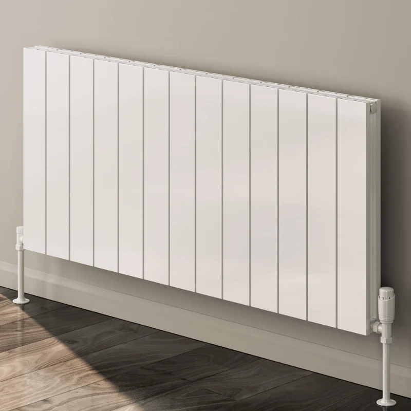 Kamari Horizontal Double Aluminium Radiator - 600mm Tall - White - Various Sizes
