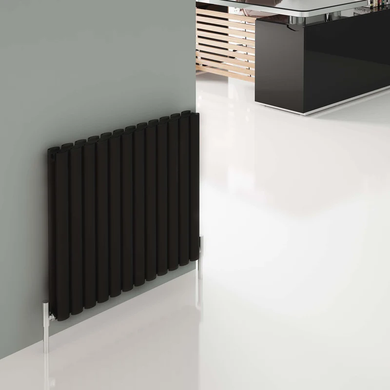 Tallis Horizontal Double Aluminium Radiator - 600mmTall - Textured Black