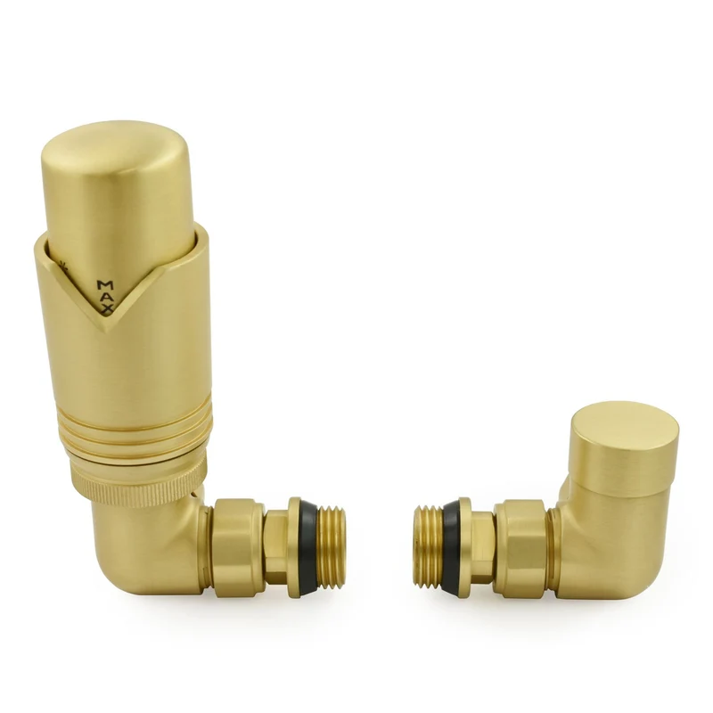 Realm Thermostatic Radiator Valve Corner - Brushed brass