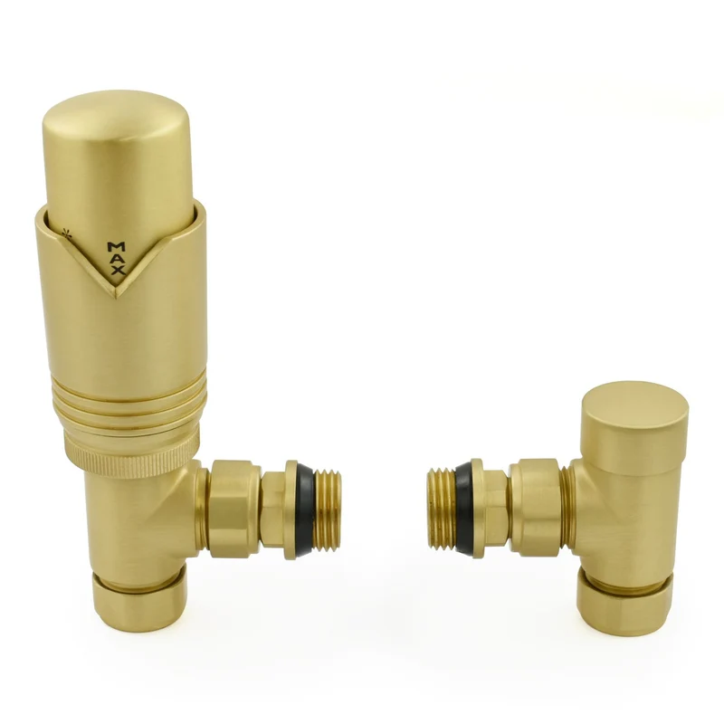 Realm Thermostatic Radiator Valve Angled - Brushed brass