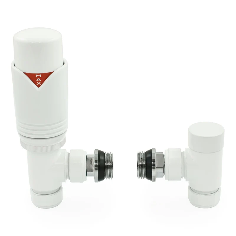 Realm Thermostatic Radiator Valve Angled - All White